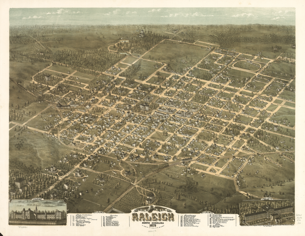 Raleigh Birdseye View, 1872
